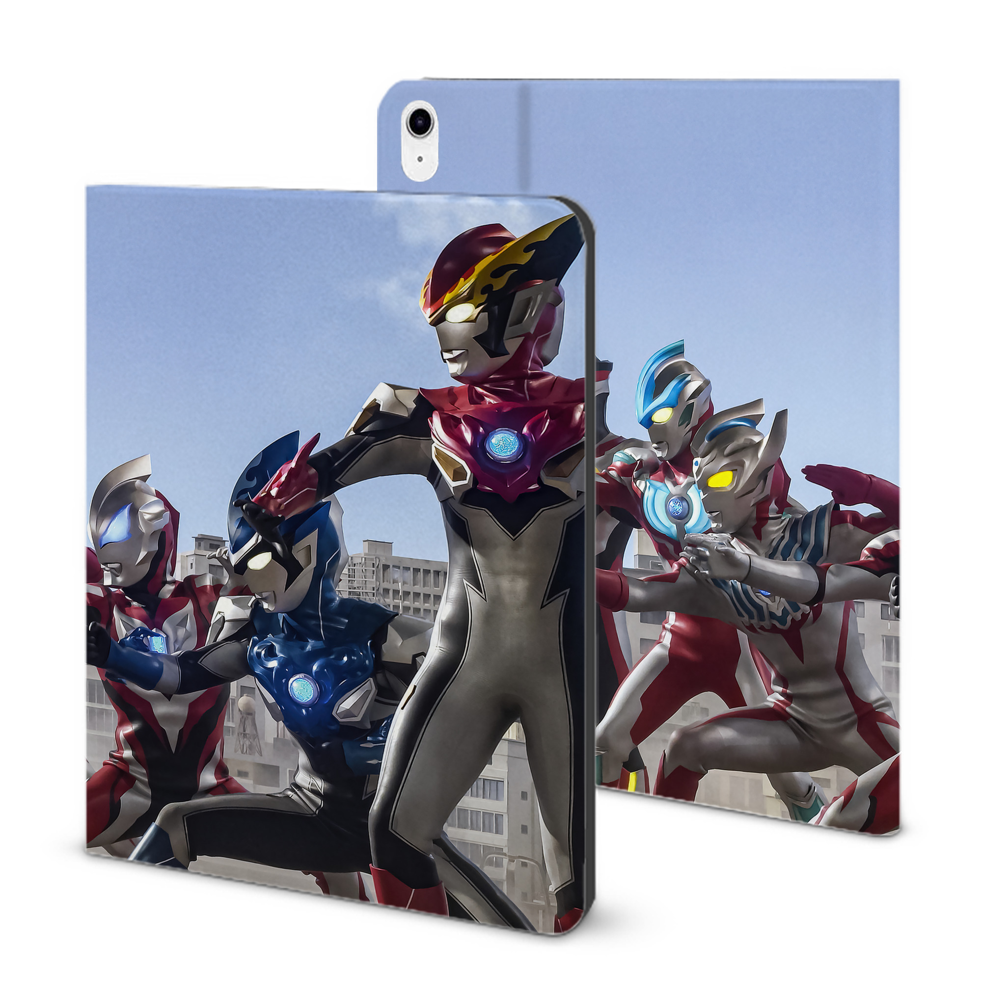 （画像用） ウルトラマン Ultraman IPad ケース ブック型 PUレザー TPU 耐衝撃 軽量 薄型 ペン収納なし 全面保護 IPad 各モデル対応
